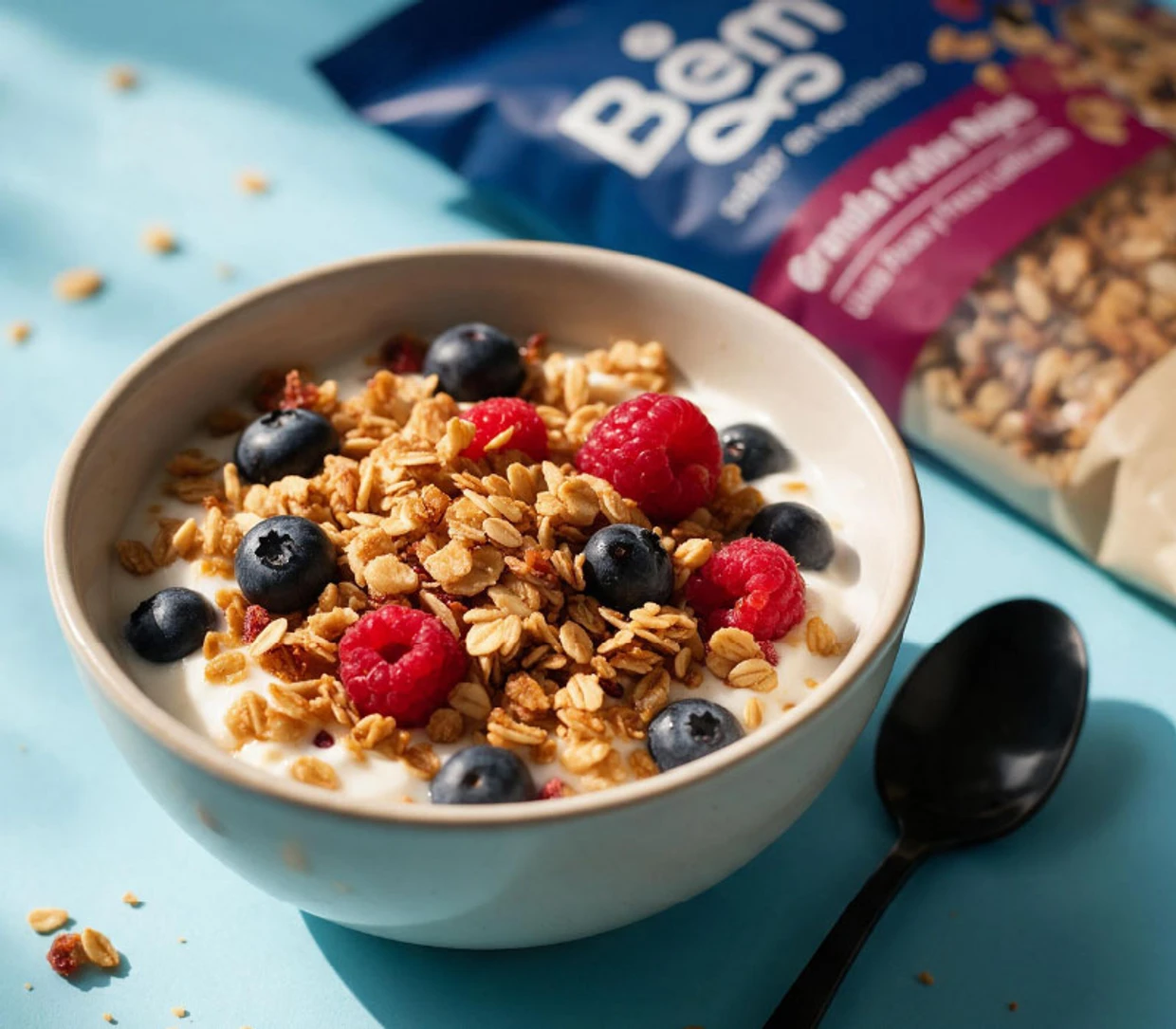 Tazón de yogurt con granola y frutos rojos Bem